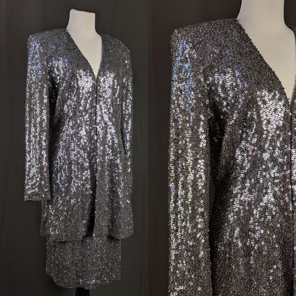 Sale!Beaded sequins blazer and skirt set